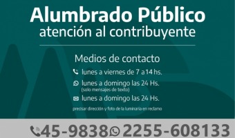 ALUMBRADO PBLICO: NUEVAS LNEAS DE ATENCIN AL CONTRIBUYENTE